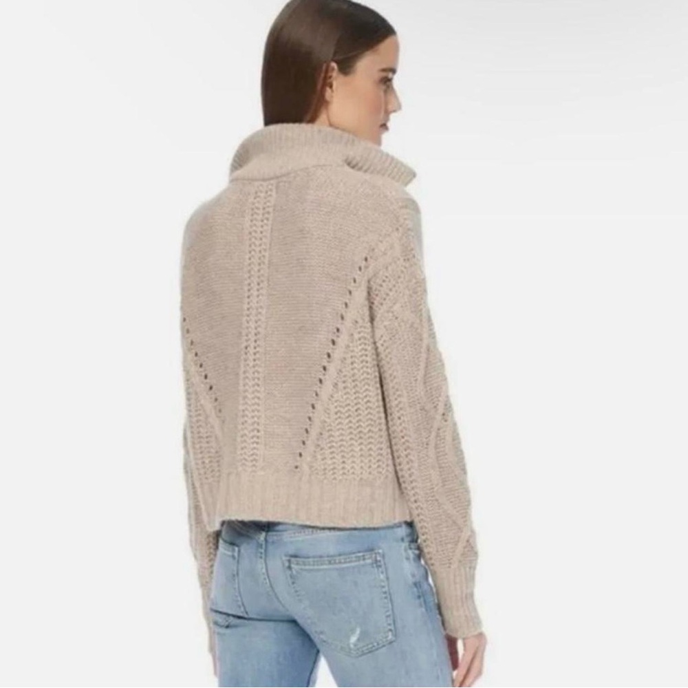 Skull Cashmere Taupe Cable Knit Turtleneck Sweater - Picture 2 of 10